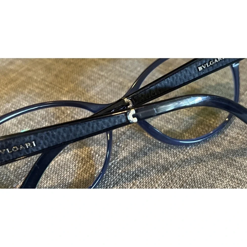 Bvlgari‎ Eyeglasses 4106-B-Q 5145 Blue Opal Rhinestones Cat Eye Italy 54[]17 140